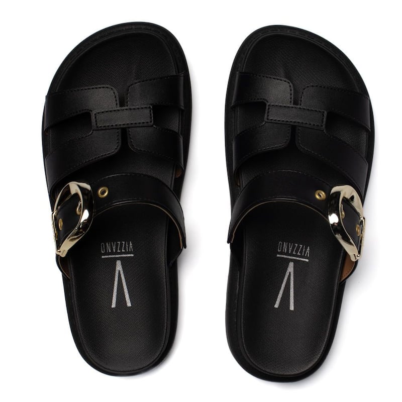 Chinelo Slide Feminino Vizzano Flatform Tratorado Preto - Chinelo